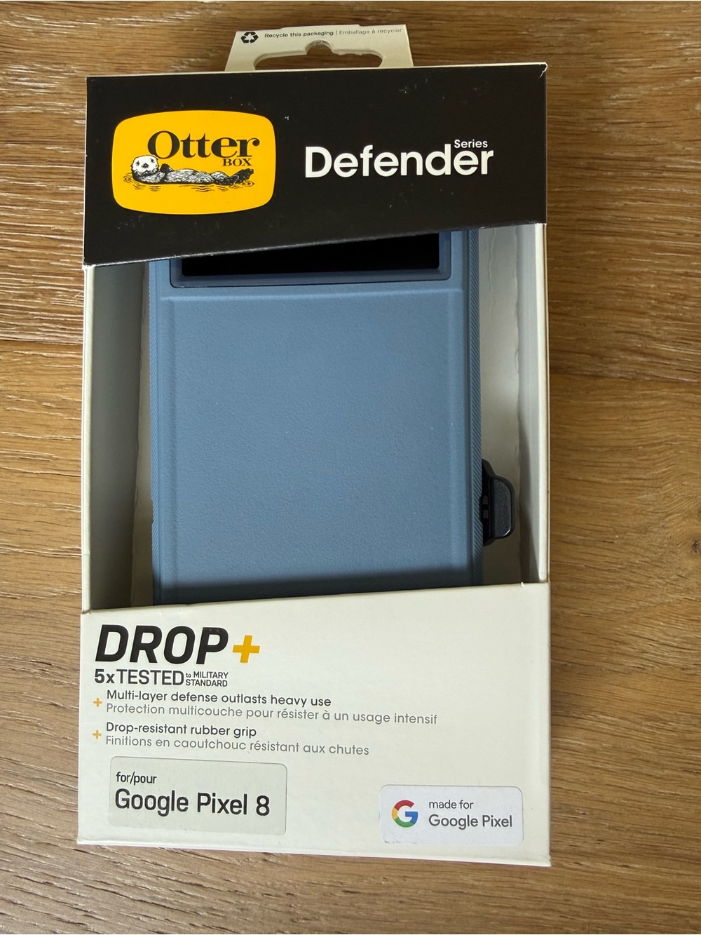 New OtterBox Defender Series Case for Google Pixel 8 Slate Blue with black clip